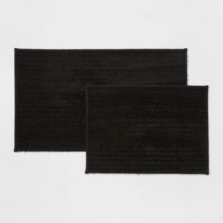 2pk Quick Dry Bath Rug Set Washed Black - Threshold™