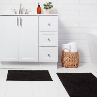 2pk Quick Dry Bath Rug Set Washed Black - Threshold™